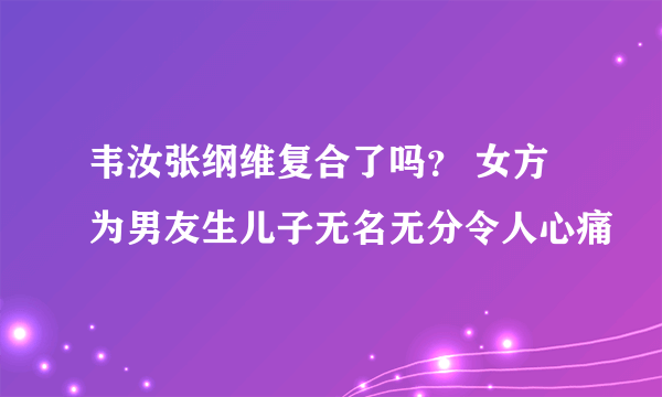 韦汝张纲维复合了吗？ 女方为男友生儿子无名无分令人心痛