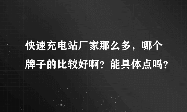 快速充电站厂家那么多，哪个牌子的比较好啊？能具体点吗？