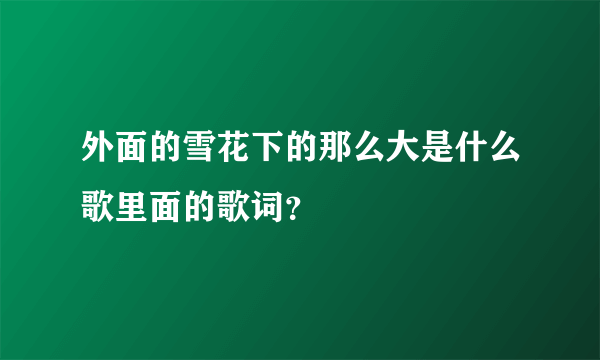 外面的雪花下的那么大是什么歌里面的歌词？