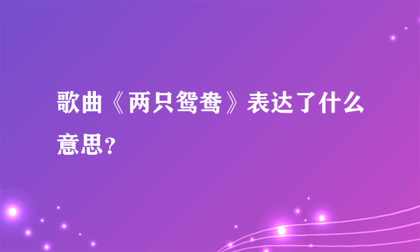 歌曲《两只鸳鸯》表达了什么意思？