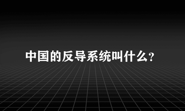 中国的反导系统叫什么？