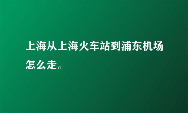 上海从上海火车站到浦东机场怎么走。