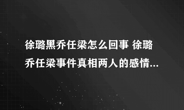 徐璐黑乔任梁怎么回事 徐璐乔任梁事件真相两人的感情是真的吗