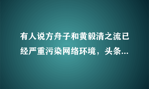 有人说方舟子和黄毅清之流已经严重污染网络环境，头条可否不给他们加V，你怎么看？