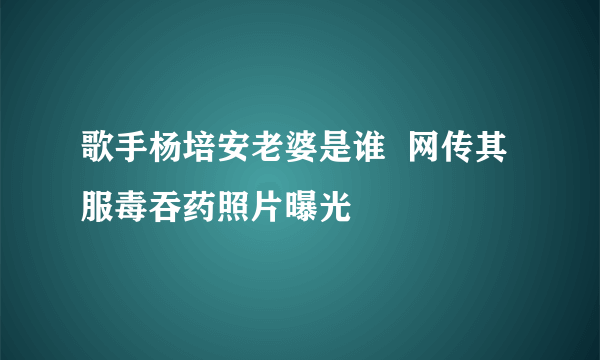 歌手杨培安老婆是谁  网传其服毒吞药照片曝光