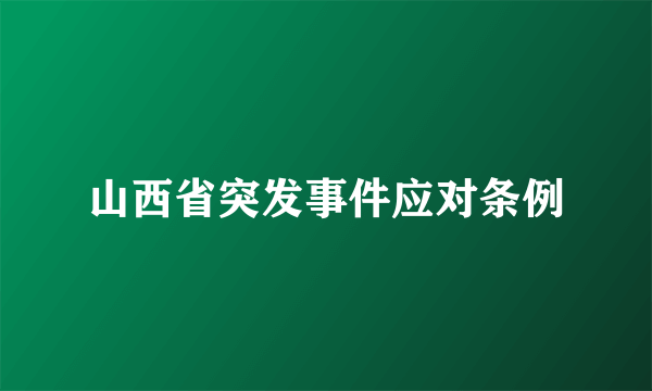 山西省突发事件应对条例