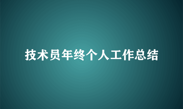 技术员年终个人工作总结