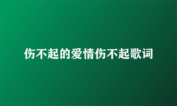 伤不起的爱情伤不起歌词