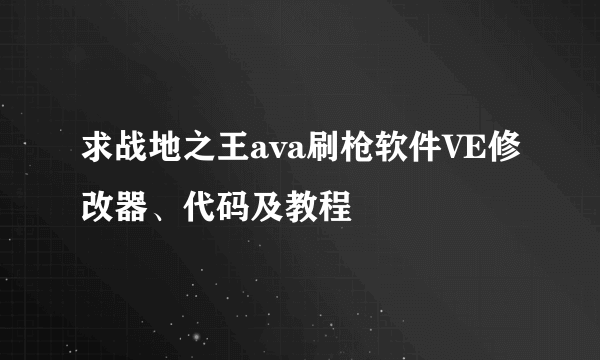 求战地之王ava刷枪软件VE修改器、代码及教程