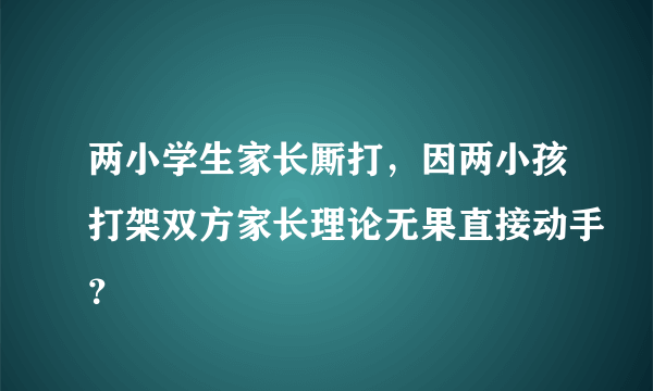 两小学生家长厮打，因两小孩打架双方家长理论无果直接动手？