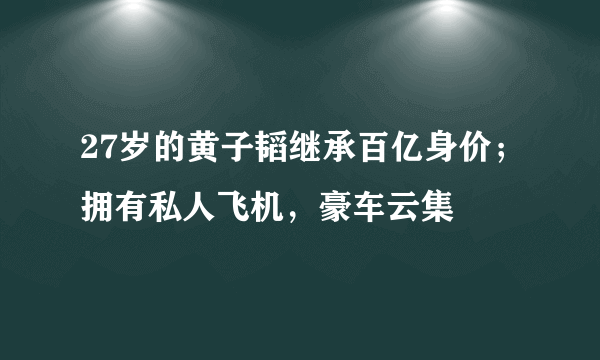 27岁的黄子韬继承百亿身价；拥有私人飞机，豪车云集