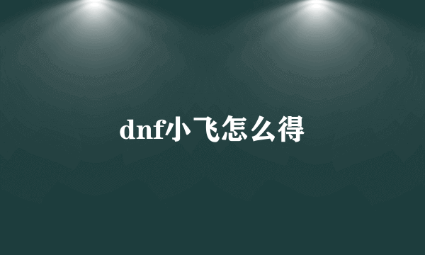 dnf小飞怎么得