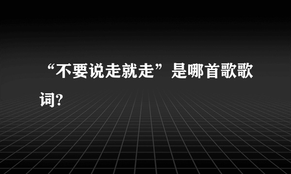 “不要说走就走”是哪首歌歌词?