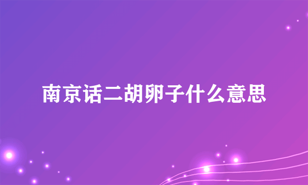 南京话二胡卵子什么意思