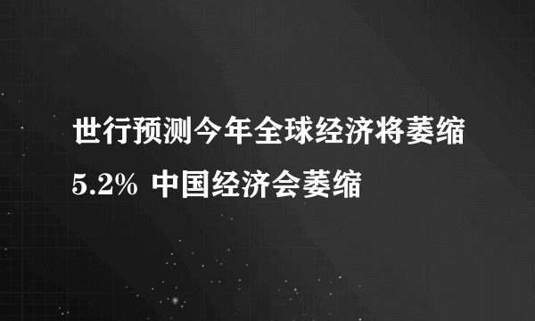 世行预测今年全球经济将萎缩5.2% 中国经济会萎缩