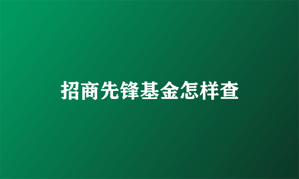 招商先锋基金怎样查