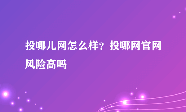 投哪儿网怎么样？投哪网官网风险高吗