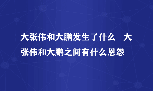 大张伟和大鹏发生了什么   大张伟和大鹏之间有什么恩怨