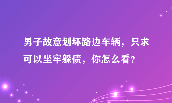 男子故意划坏路边车辆，只求可以坐牢躲债，你怎么看？