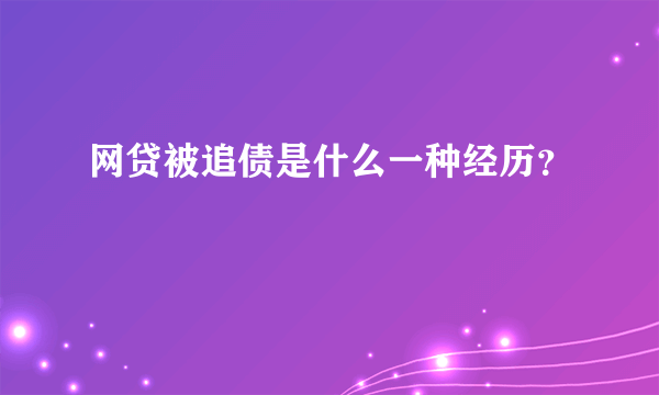 网贷被追债是什么一种经历？