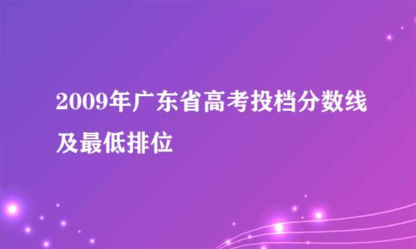 2009年广东省高考投档分数线及最低排位