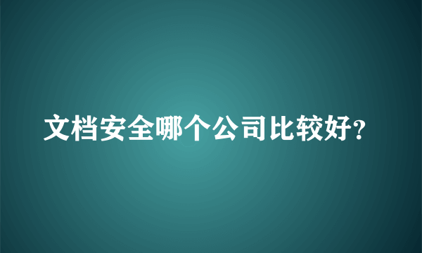 文档安全哪个公司比较好？