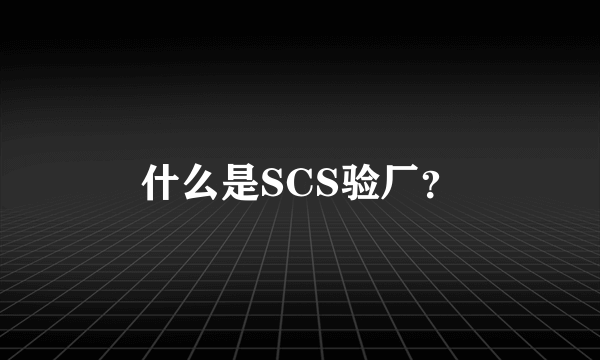 什么是SCS验厂？