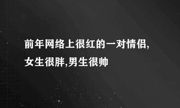 前年网络上很红的一对情侣,女生很胖,男生很帅