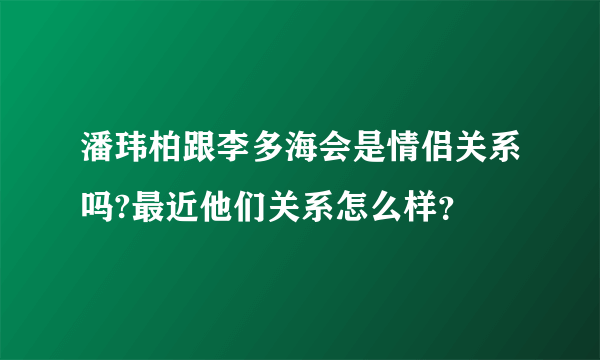 潘玮柏跟李多海会是情侣关系吗?最近他们关系怎么样？