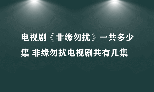 电视剧《非缘勿扰》一共多少集 非缘勿扰电视剧共有几集