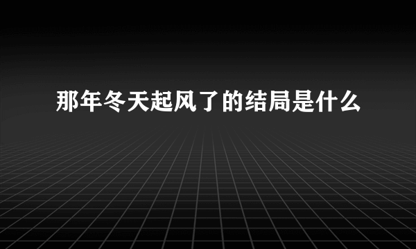 那年冬天起风了的结局是什么