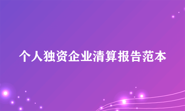 个人独资企业清算报告范本