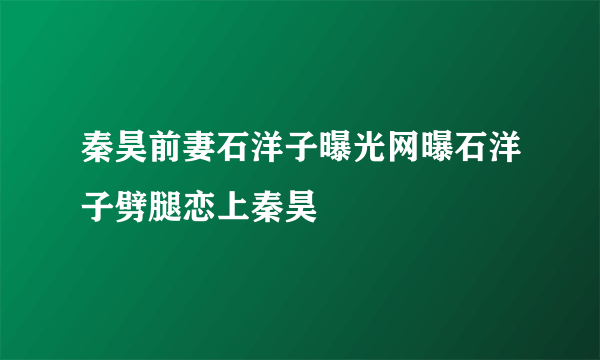 秦昊前妻石洋子曝光网曝石洋子劈腿恋上秦昊