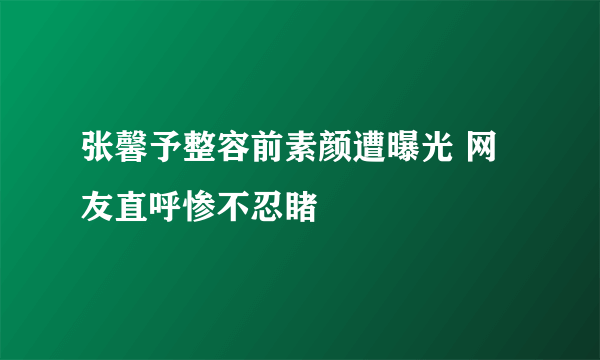 张馨予整容前素颜遭曝光 网友直呼惨不忍睹