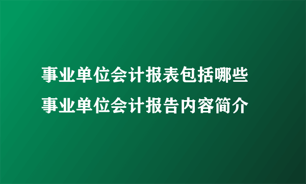 事业单位会计报表包括哪些 事业单位会计报告内容简介