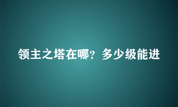 领主之塔在哪？多少级能进