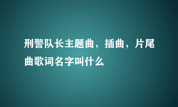 刑警队长主题曲，插曲，片尾曲歌词名字叫什么