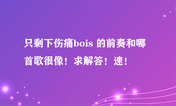 只剩下伤痛bois 的前奏和哪首歌很像！求解答！速！