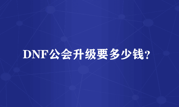 DNF公会升级要多少钱？