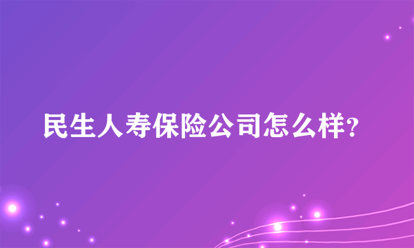 民生人寿保险公司怎么样？