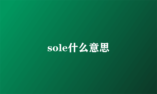 sole什么意思