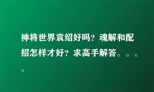 神将世界袁绍好吗？魂解和配招怎样才好？求高手解答。。。。