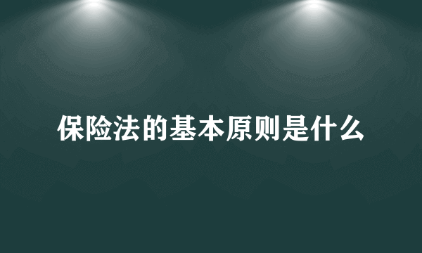 保险法的基本原则是什么