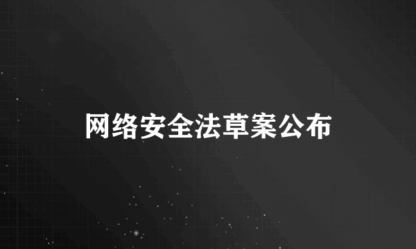 网络安全法草案公布