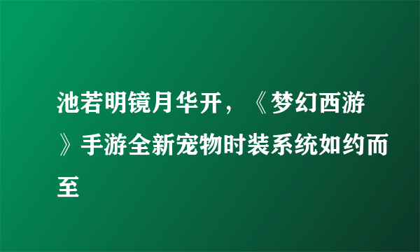 池若明镜月华开，《梦幻西游》手游全新宠物时装系统如约而至