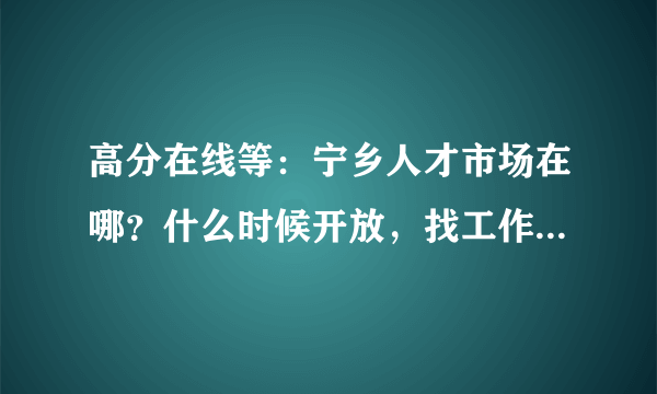 高分在线等：宁乡人才市场在哪？什么时候开放，找工作一般去哪？