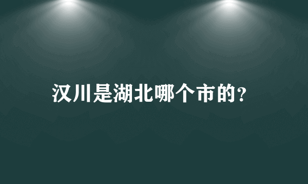 汉川是湖北哪个市的？