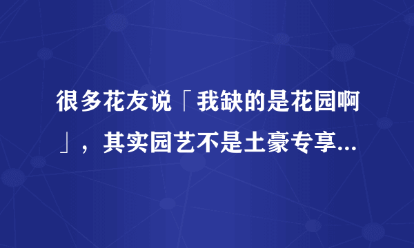 很多花友说「我缺的是花园啊」，其实园艺不是土豪专享啊！你有个...