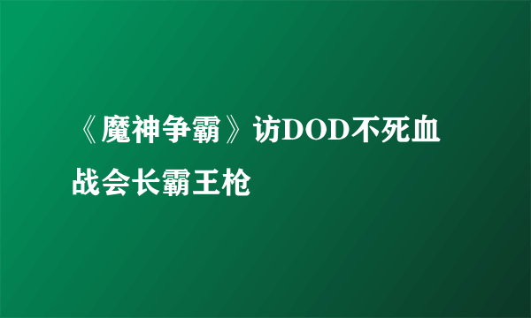 《魔神争霸》访DOD不死血战会长霸王枪