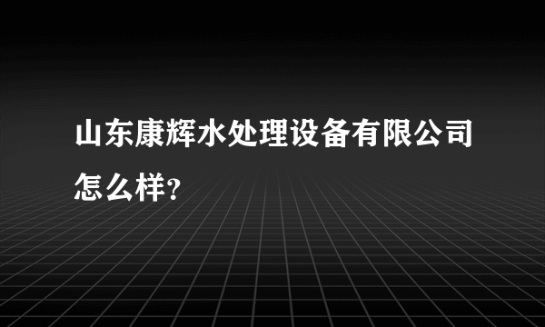 山东康辉水处理设备有限公司怎么样？